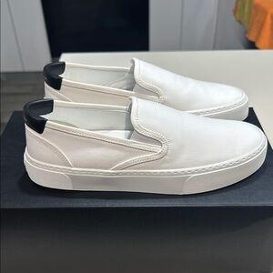 White Slip-On Canvas Sneakers